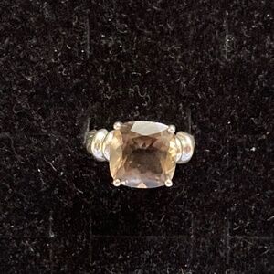 Sterling 5.00 ct tw Cushion Cut Smoky Quartz Twisted Shank Ring/Size 6/NEW!
